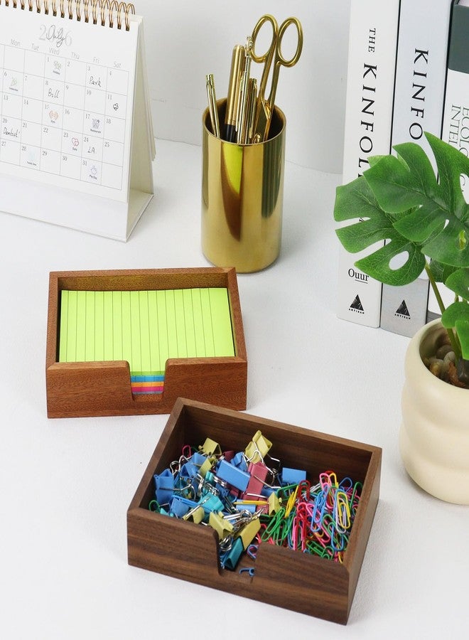 MultiBey Walnut 4x6 Inch Sticky Note Holder - Handcrafted Solid Wood Note Dispenser with Sheets, U-Shaped Easy Access Design & Non-Slip Base for Minimalist Office Desk Deco - Image 4