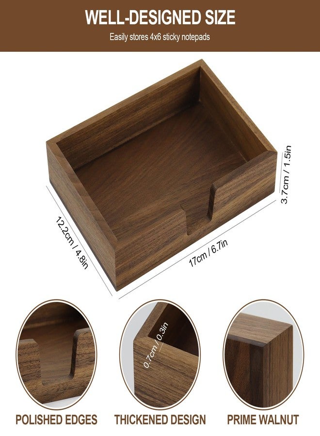 MultiBey Walnut 4x6 Inch Sticky Note Holder - Handcrafted Solid Wood Note Dispenser with Sheets, U-Shaped Easy Access Design & Non-Slip Base for Minimalist Office Desk Deco - Image 3