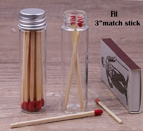 MaxMau 24 Glass Small Bottles 20ml Mini Jars with Screwed Metal Lids Clear Tiny Vials Aluminium Top Caps Sealed Storing Jewelry Beads Miniature Sample Bottle Wedding Favors Art Crafts DIY Decor - Image 5