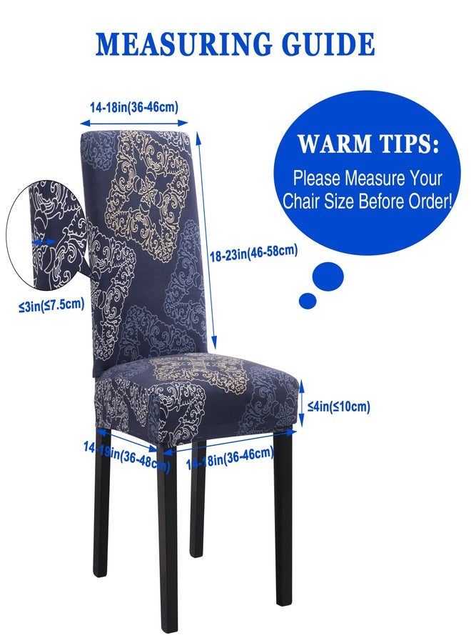 Sufdari Dining Chair Covers,Kitchen Chair Cover,Parsons Chair Slipcover,Spandex Chair Protectors for Dining Room Stretch Chairs Cover Set of 6 -Blue Geometric - Image 3