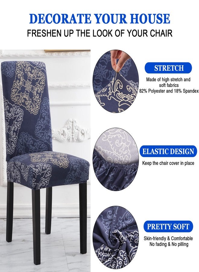 Sufdari Dining Chair Covers,Kitchen Chair Cover,Parsons Chair Slipcover,Spandex Chair Protectors for Dining Room Stretch Chairs Cover Set of 6 -Blue Geometric - Image 5