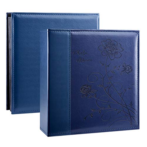 Artmag Photo Picutre Album 4x6 500 Photos, Extra Large Capacity Leather Cover Wedding Family Photo Albums Holds 500 Horizontal and Vertical 4x6 Photos with Black Pages(Blue) - Image 1