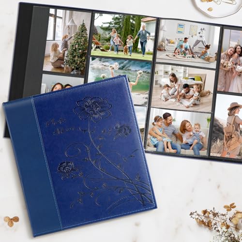 Artmag Photo Picutre Album 4x6 500 Photos, Extra Large Capacity Leather Cover Wedding Family Photo Albums Holds 500 Horizontal and Vertical 4x6 Photos with Black Pages(Blue) - Image 4