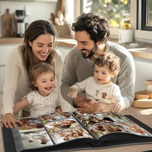 Artmag Photo Picutre Album 4x6 500 Photos, Extra Large Capacity Leather Cover Wedding Family Photo Albums Holds 500 Horizontal and Vertical 4x6 Photos with Black Pages(Blue) - Image 5