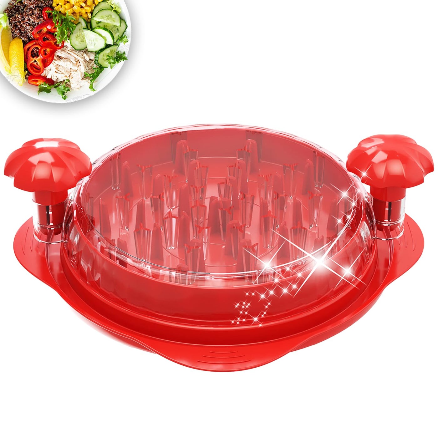XUPAINC Chicken Shredder Tool Twist Large - 11.5” Dishwasher Meat Grinder, Safe Shredding Claws with Non-Slip Base, Ergonomic Handle & 61 Teeth (0.785L Capacity)