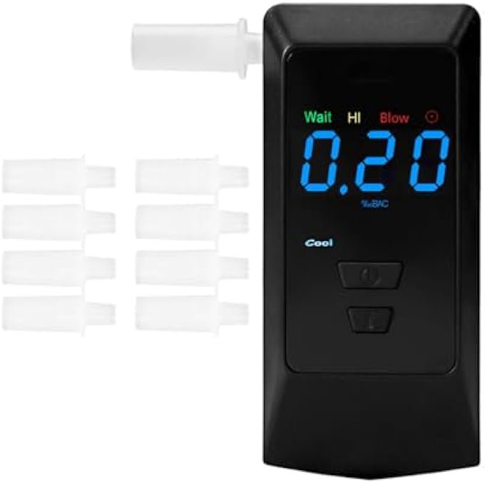 rayihni Homcocie Breathalyzer Portable Breathalyzer with USB Rechargeable Device, Professional Breathalyzer with 8 Mouthpieces for Personal and Professional Use - Image 1