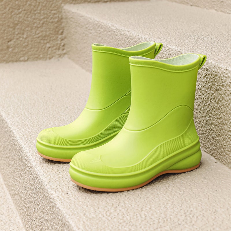 Stylish Waterproof Womens Rain Boots Green 