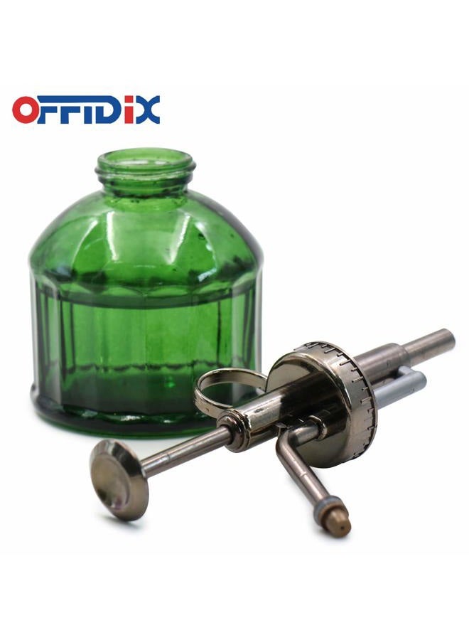 OFFIDIX Glass Plant Mister, 6.3 Inches Tall Vintage Style Spritzer Bronze Plastic Top Pump One Hand Watering Can Indoor Plant Spray Bottle for Garden, Plants, Cleaning (Dark Green) - Image 5