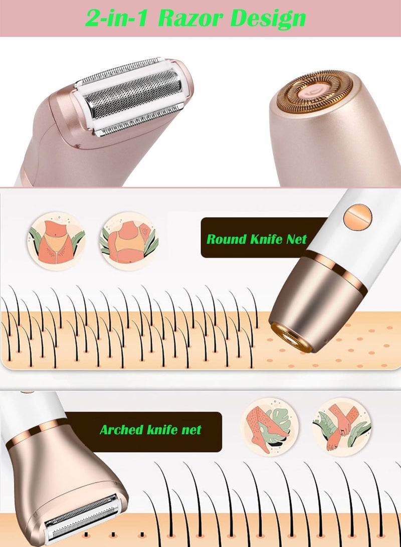 مكعب جي جهاز إزالة شعر الوجه 2 في 1 للنساء | جهاز إزالة شعر رطب وجاف لاسلكي بدون ألم، ماكينة حلاقة كهربائية قابلة لإعادة الشحن للوجه، وماكينة تشذيب شعر الساقين والبكيني والوجه والشفاه للنساء  - Image 2
