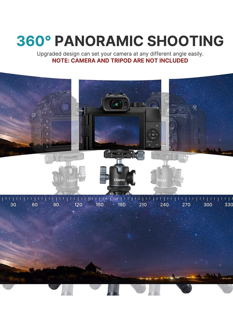 Excefore - Tripod Ball Heads for 1/4" Tripod, U-80L Camera BallHead Metal Mini Ball Head 360 Degree Rotating Panoramic Arca Quick Release Plate & Cold Shoe, for DSLR Camera Camcorder Tripod Monopod Slider - Image 1
