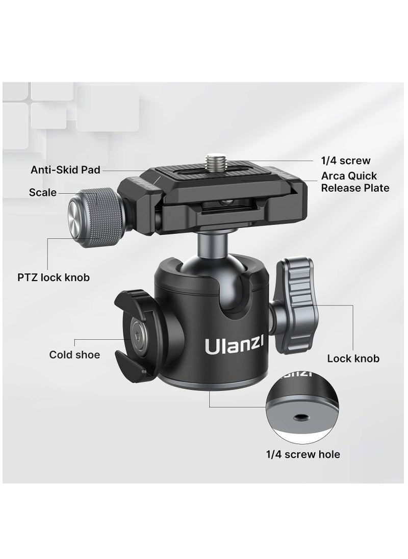 Excefore - Tripod Ball Heads for 1/4" Tripod, U-80L Camera BallHead Metal Mini Ball Head 360 Degree Rotating Panoramic Arca Quick Release Plate & Cold Shoe, for DSLR Camera Camcorder Tripod Monopod Slider - Image 1