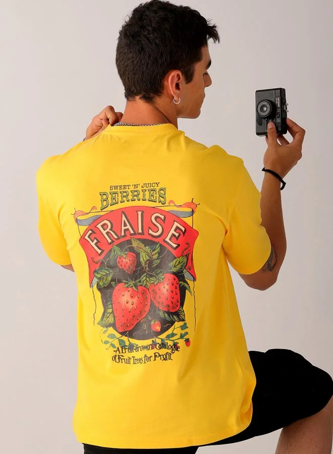 The Indian Garage Co Men's Street Boxy Placement Print Crew Neck Short Sleeve T-Shirt