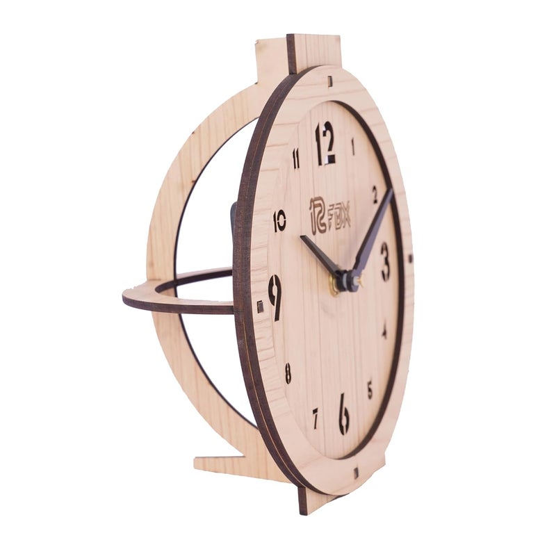 12 FOX Round Clock Wooden Table Desk Clock for Living Room Study Room Home Decor and Gifting Made of Maple Wood - Image 3