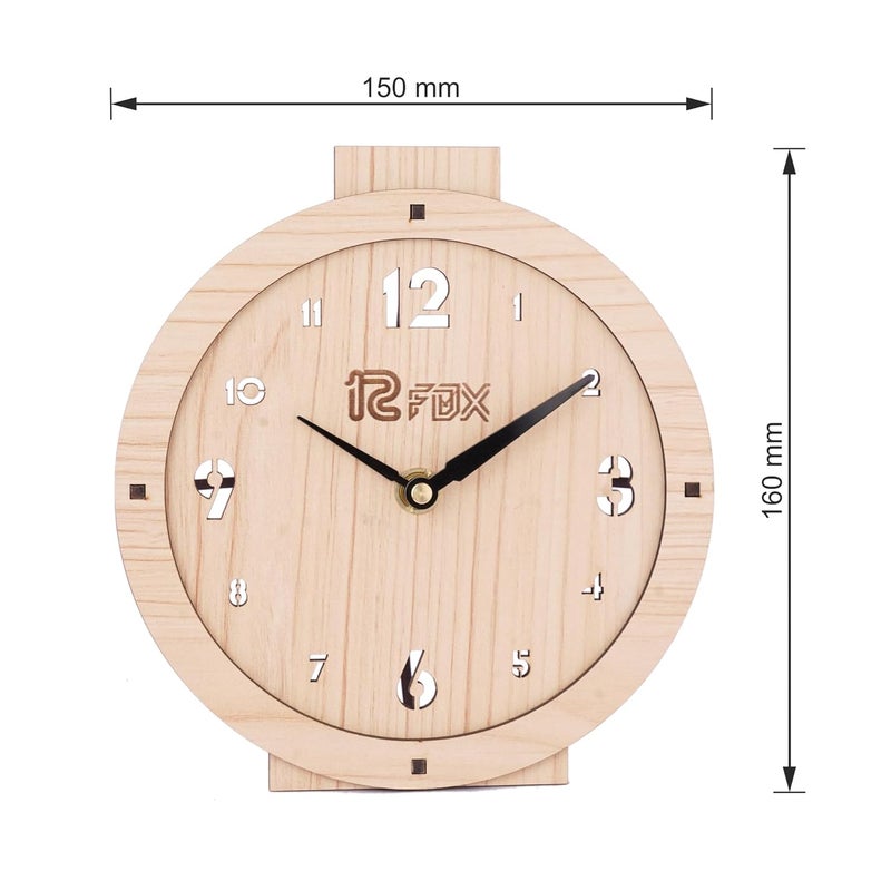 12 FOX Round Clock Wooden Table Desk Clock for Living Room Study Room Home Decor and Gifting Made of Maple Wood - Image 2