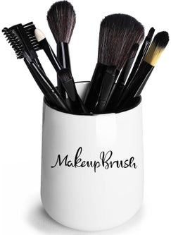 LEETOYI LEETOYI Ceramic Makeup Brush Holders, Farmhouse Cosmetic Storage Organizer Cup for Countertop, keeping your vanity or countertop looking neat and tidy (White) 