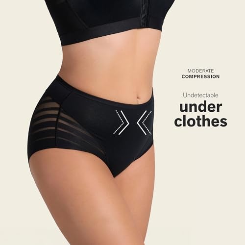 Leonisa Women's No Show Invisible Comfy Tummy Control Classic Panty,Black,Medium - Image 2