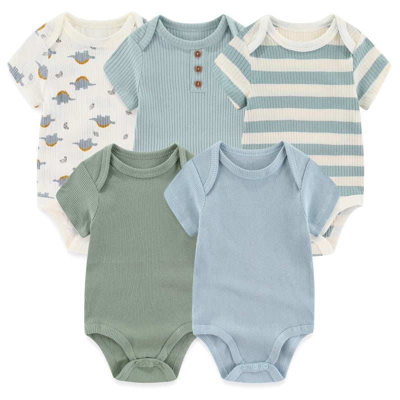 MAMIMAKA Baby Bodysuit Cotton Baby Boys Clothes Bule One-Piece,3-6 Months - Image 1