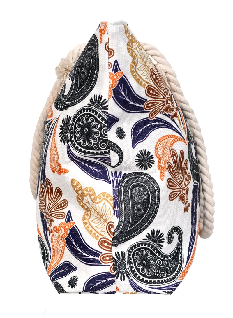 Stylish beach bag with a linen lining and a hemp rope handle, large capacity, water resistant  - Image 3