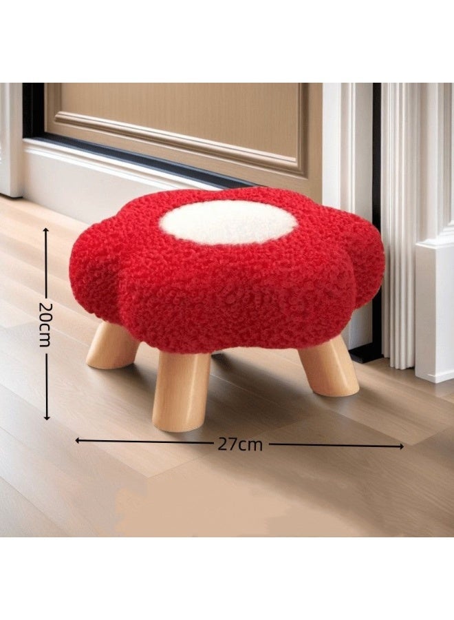 Tanwer Red flower-shaped children's chair - low wooden seat with a soft seat for putting on shoes - Image 2