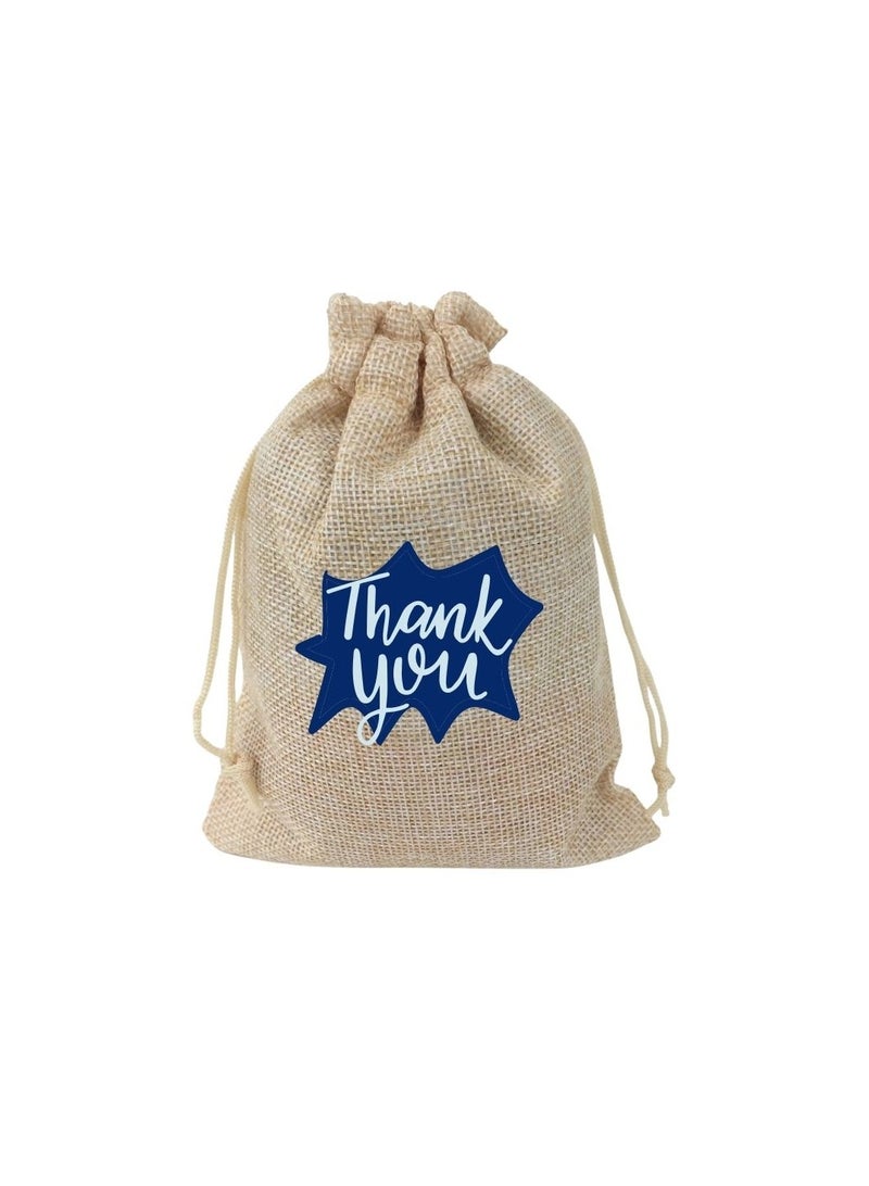 PRINTSHOP4ME Set Of 12 Bags Thank You Burlap Gift Bags–Jute Drawstring Bags For Party Favors,Weddings And Special Occasions–Eco-Friendly,Reusable Burlap Bag  - Image 1