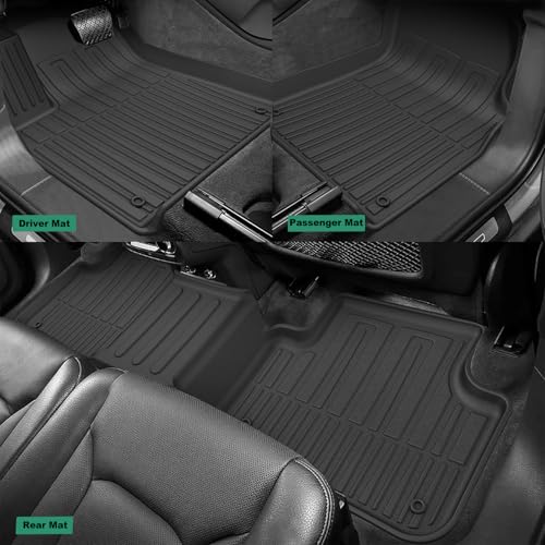 IKABEVEM Original 2017-2025 2026 Q7/SQ7 Floor Mats & Cargo Liner for Audi Q7 All Model - Custom Fit All Weather TPE Floor Liners for Q7/SQ7 1st & 2nd Row & Trunk Mat Full Set Car Mats, Black - Image 3