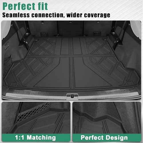 IKABEVEM Original 2017-2025 2026 Q7/SQ7 Floor Mats & Cargo Liner for Audi Q7 All Model - Custom Fit All Weather TPE Floor Liners for Q7/SQ7 1st & 2nd Row & Trunk Mat Full Set Car Mats, Black - Image 4