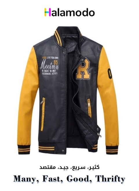Men's Yellow and Black Contrast Bomber Jacket