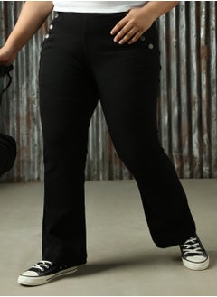 HIGH STAR Women's Black Cotton Blend Solid Plus Size Jeans  - Image 4