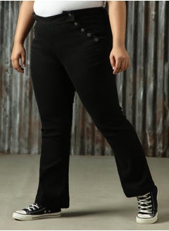 HIGH STAR Women's Black Cotton Blend Solid Plus Size Jeans  - Image 5