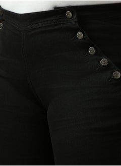 HIGH STAR Women's Black Cotton Blend Solid Plus Size Jeans  - Image 3