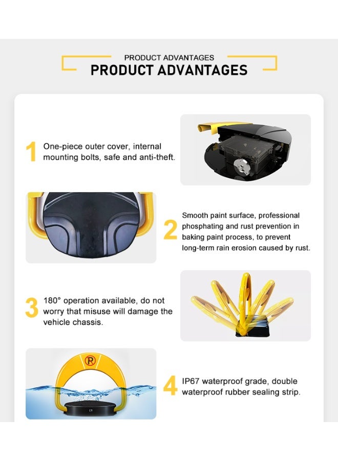 Eworld Automatic Remote Control Parking Lock – Heavy-Duty Parking Barrier with 180° Anti-Collision, Buzzer Alarm, and Waterproof Design for Home, Business & Office Use  - Image 2