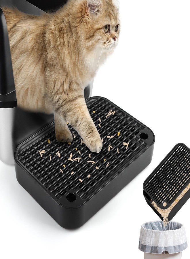 Lanstics Litter Box Step, Litter Box Ramp Black Litter Catcher with Filter Function Cats Steps for Litter Boxes Anti-Tracking & Easy to Clean, Ideal for Kitten & Elderly Cats - Image 1