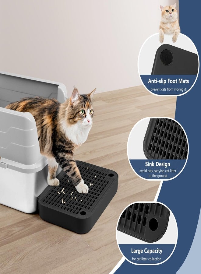 Lanstics Litter Box Step, Litter Box Ramp Black Litter Catcher with Filter Function Cats Steps for Litter Boxes Anti-Tracking & Easy to Clean, Ideal for Kitten & Elderly Cats - Image 3