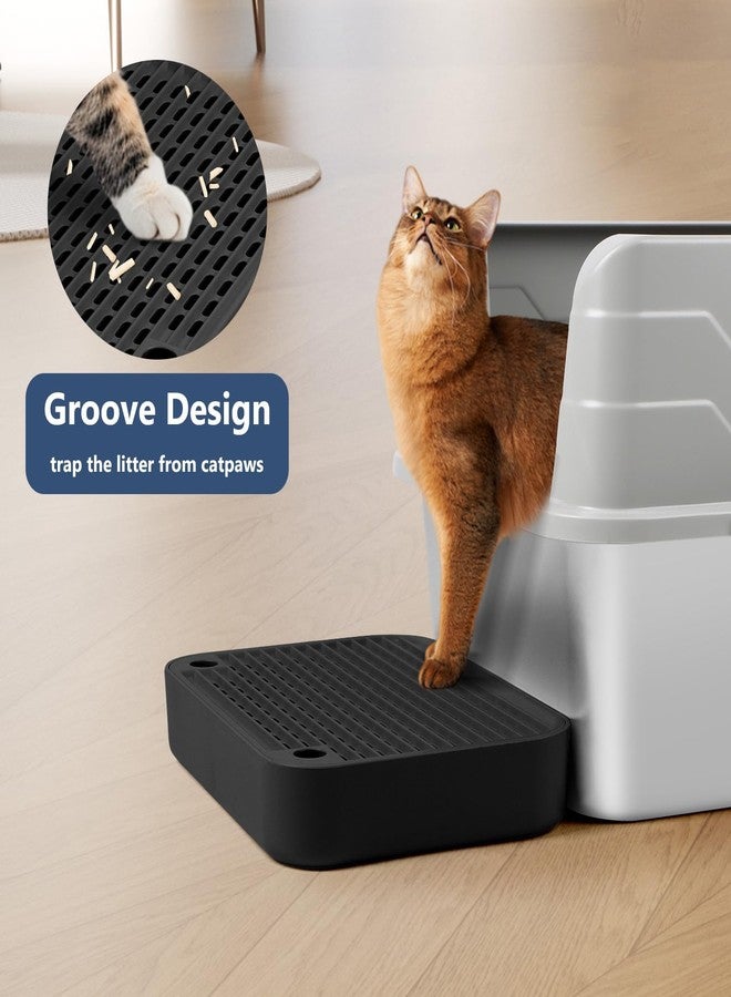 Lanstics Litter Box Step, Litter Box Ramp Black Litter Catcher with Filter Function Cats Steps for Litter Boxes Anti-Tracking & Easy to Clean, Ideal for Kitten & Elderly Cats - Image 4