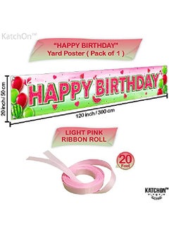 KATCHON Large 120X20 Inch Watermelon Birthday Decorations Watermelon Happy Birthday Yard Banner | One In A Melon Banner One In A Melon Party Decorations | Watermelon Backdrop For Watermelon Party Supplies  - Image 4