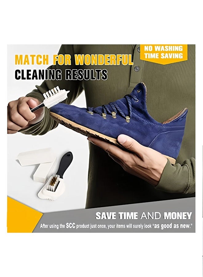 إيليلي مجموعة تنظيف أحذية الجلد المدبوغ الاحترافية، فرشاة تنظيف رباعية الاتجاهات للجلد المدبوغ والنوبوك مع ممحاتين إضافيتين، للأحذية والأحذية الطويلة - Image 5
