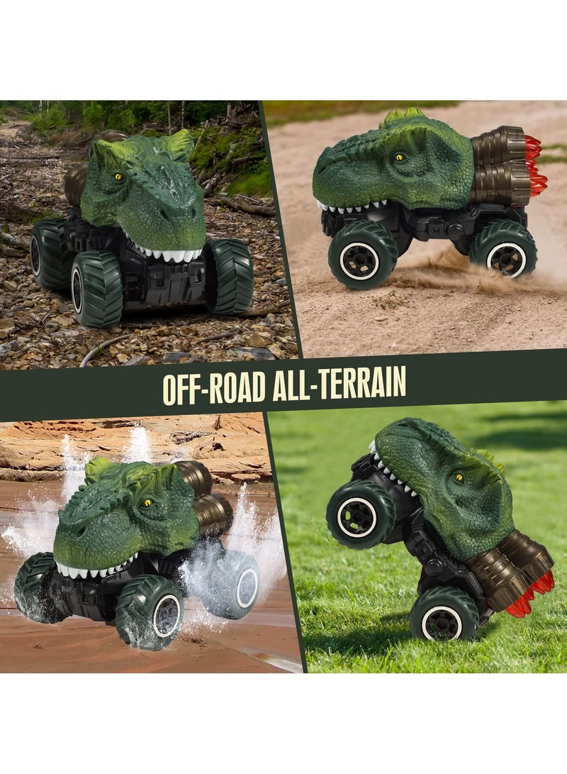 SYOSI Dinosaur Remote Control Toy Car, Dinosaur Toys for Kids 3 to 5, Remote Control Car for Boys 4 7, Mini monster truck with dinosaur elements and dazzling LED Lights, Boys Perfect Gift, Tyrannosaur Style - Image 4