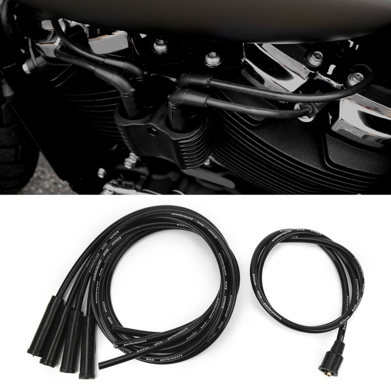 8mm Spark Plug Wire 1m Length High Efficiency Stable Ignition Spark Plug Wire Set for 4 Cylinder Classic Cars Black - Image 3