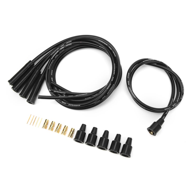 8mm Spark Plug Wire 1m Length High Efficiency Stable Ignition Spark Plug Wire Set for 4 Cylinder Classic Cars Black - Image 1