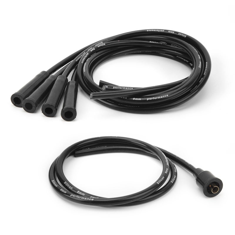 8mm Spark Plug Wire 1m Length High Efficiency Stable Ignition Spark Plug Wire Set for 4 Cylinder Classic Cars Black - Image 2