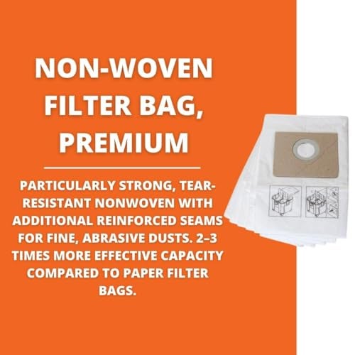 Fein OEM Premium Nonwoven HighCapacity Filter Bags for Turbo II 35 L Vacuums TearResistant Material Holds 23x More Dust Than Standard Bags 5Pack 31345251010 - Image 3