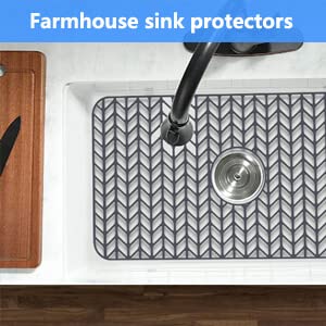 Jiubar Sink Protectors For Kitchen Sink |16 ""18 ""19 ""24 ""26 ""28 ""29 ""Silicone Sink Mat| Silicone Kitchen Sink Mat Grid For Bottom Of Farmhouse Stainless Steel Porcelain Sink(26 ""X 14 "" Center Drain Gray) - Image 3