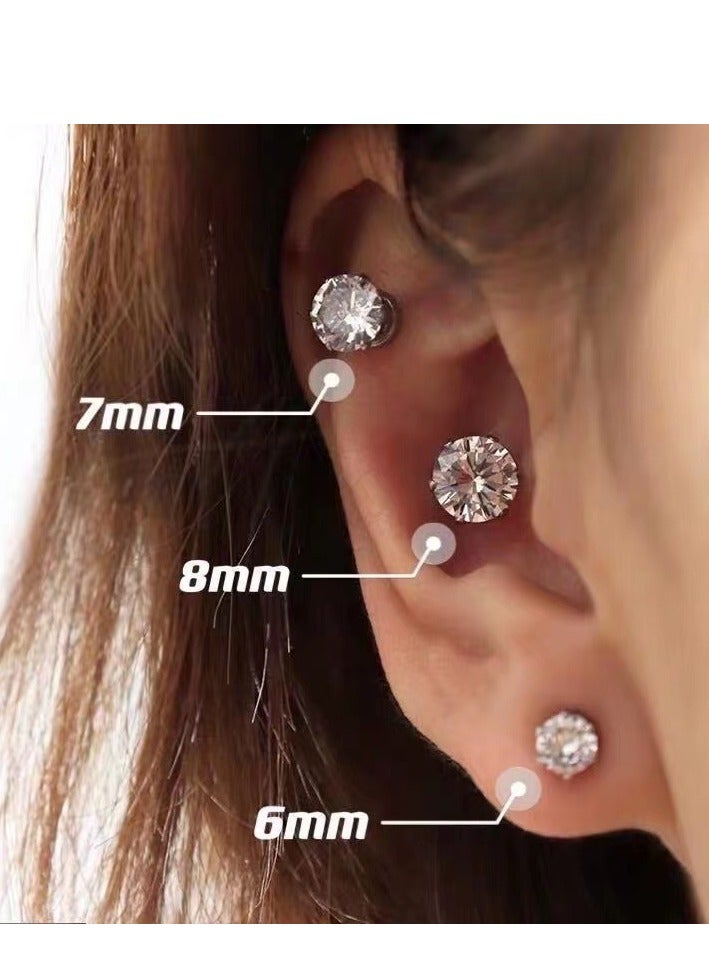 EFUMKE Stainless Steel Magnetic Earrings Unisex Non-piercing Hypoallergenic 6mm 1 Pair (Black) - Image 2
