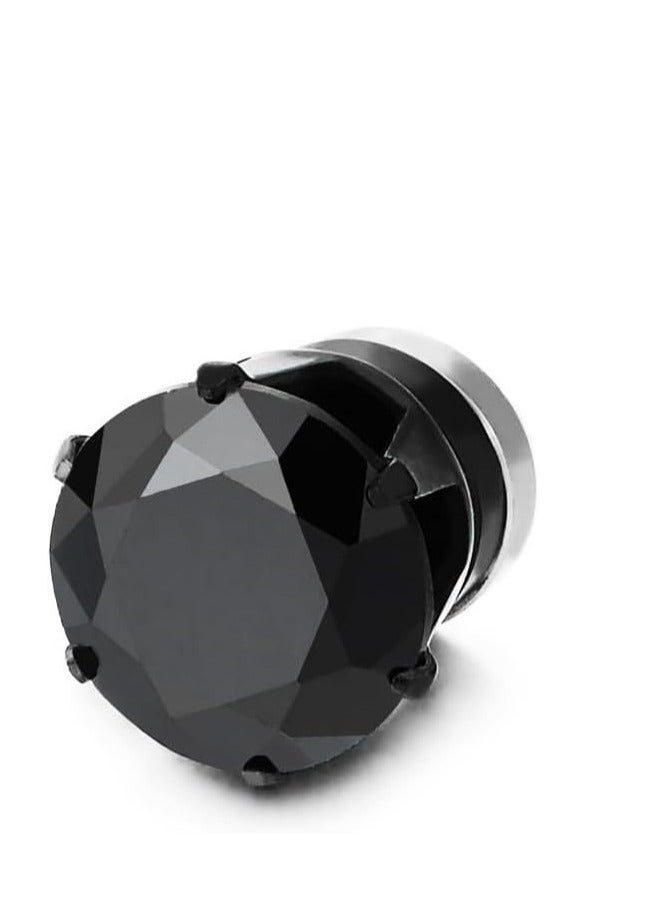 EFUMKE Stainless Steel Magnetic Earrings Unisex Non-piercing Hypoallergenic 6mm 1 Pair (Black) - Image 3