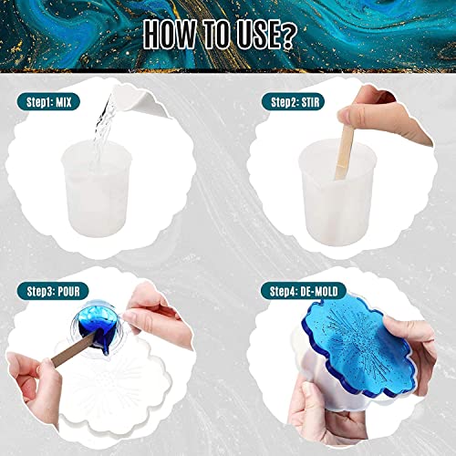 URBAN BOX Flower Coaster Molds, Silicone Coaster Molds for Epoxy Resin, Glossy Geode Aagate Silicone Coasters Molds, for Agate Resin Coasters, Candle Holder, Cup Mats (Pack of 4) - Image 4