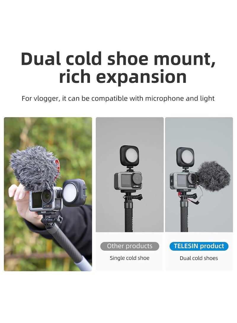 Aluminum Case Metal Cage for DJI Action 4 Action 3 Camera Accessories, Protective Frame Case for ND CPL Lens Filters, Skeleton Case with 1/4 Cold Shoe for Video Lightweight Microphones - Image 2