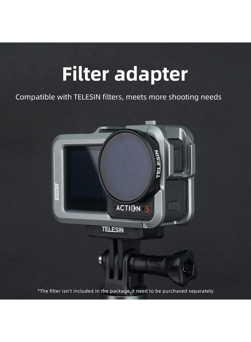 Aluminum Case Metal Cage for DJI Action 4 Action 3 Camera Accessories, Protective Frame Case for ND CPL Lens Filters, Skeleton Case with 1/4 Cold Shoe for Video Lightweight Microphones - Image 4