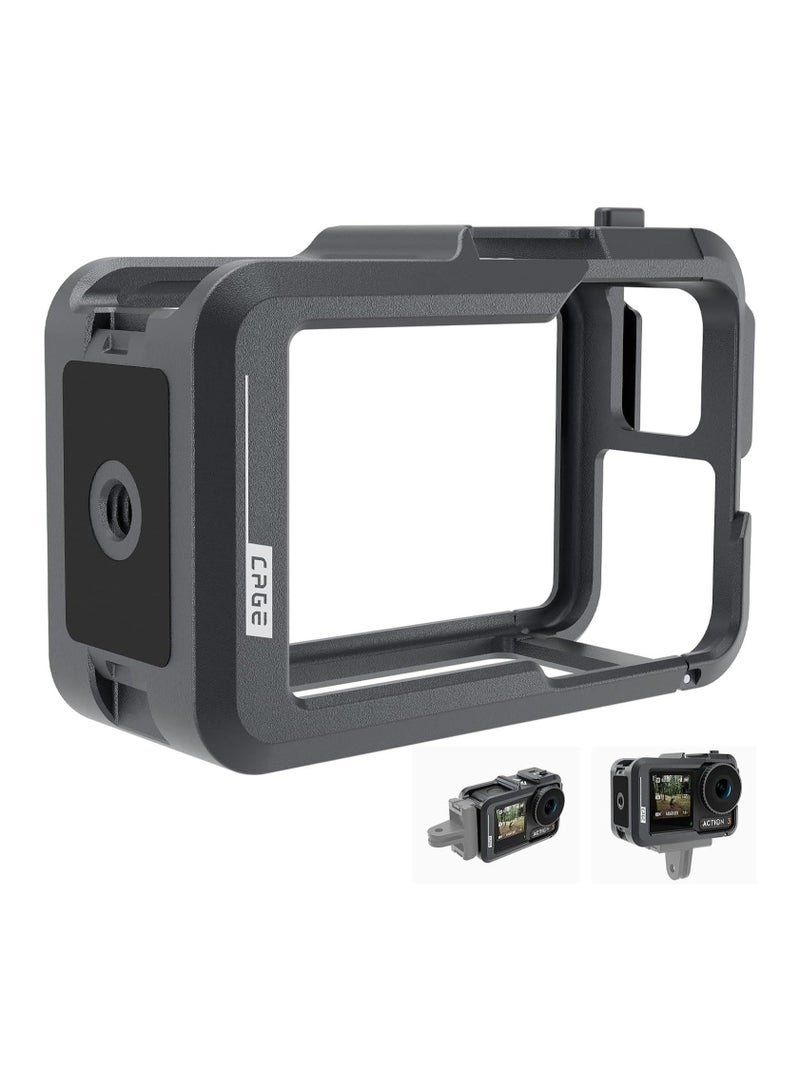 Aluminum Case Metal Cage for DJI Action 4 Action 3 Camera Accessories, Protective Frame Case for ND CPL Lens Filters, Skeleton Case with 1/4 Cold Shoe for Video Lightweight Microphones - Image 1