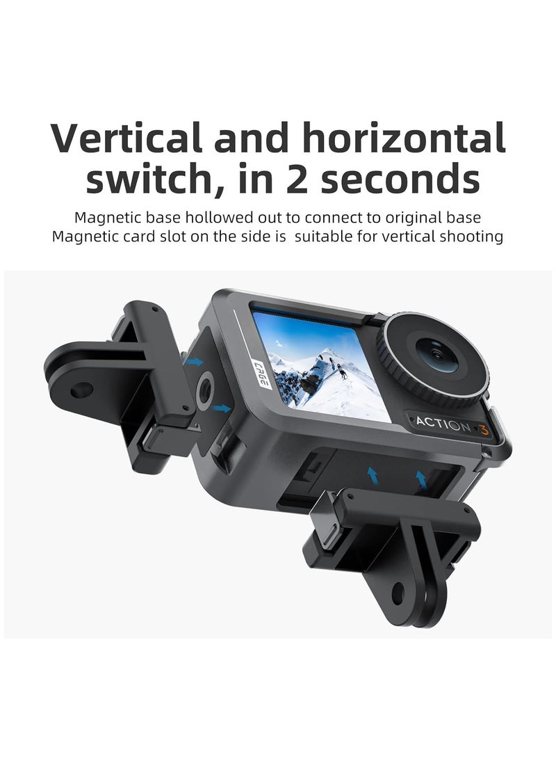 Aluminum Case Metal Cage for DJI Action 4 Action 3 Camera Accessories, Protective Frame Case for ND CPL Lens Filters, Skeleton Case with 1/4 Cold Shoe for Video Lightweight Microphones - Image 3