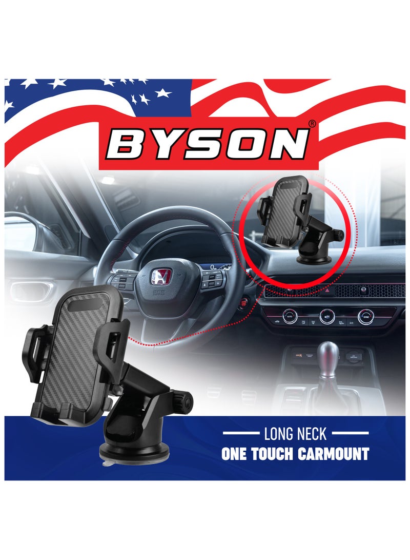 BYSON Long Neck One Touch Phone Mount with 360° Rotation - Adjustable Arm, Strong Suction, Secure Grip, Easy One Hand Operation - Ideal for Dashboard or Windshield Mounting - Image 3
